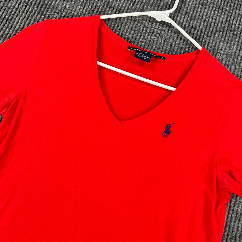 Ralph Lauren Sport Shirt Womens Small Red V Neck Casual Outdoor Lightweight